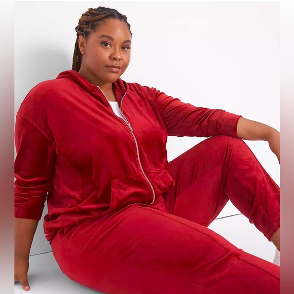 Lane Bryant Tops - Lane Bryant LIVI Velour Zip-Front Hoodie Women's Size 10/12.